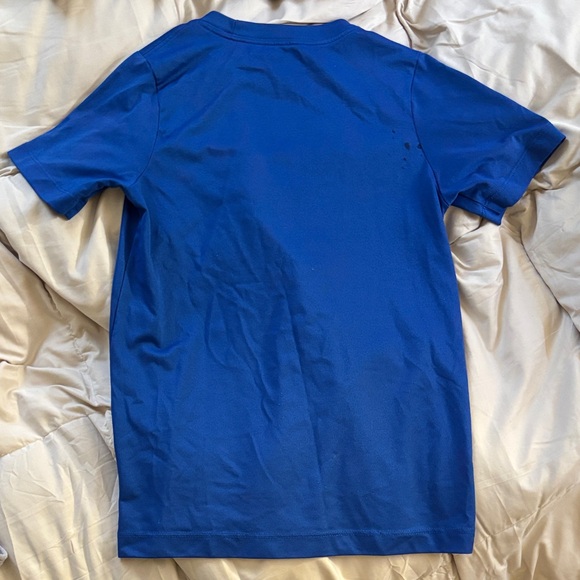 Nike Dri-fit Athletic Shirt Shorts Matching Set Vibrant Blue White Swoosh Sm/Med - Picture 10 of 11